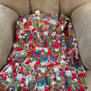 Festive Holiday Dress with Santa Print